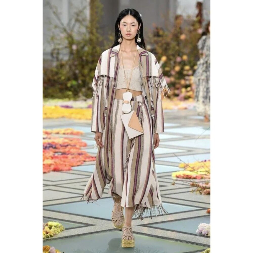 Ulla Johnson Isotta Robe Jacket Linen Striped Coat Beige Positano Small EUC - Picture 2 of 13